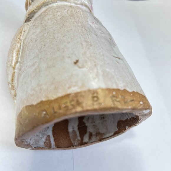 Handmade Glazed Clay Terracotta Man Figurine Sculpture Signed Folk Art Pottery - Picture 14 of 16